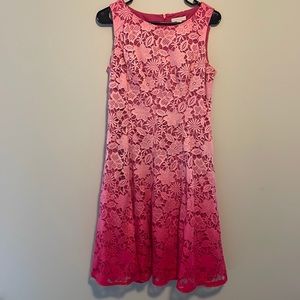 New York and Company Pink Ombré Floral Lace Dress